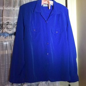 ⭐️ Vintage Cobalt Blue Long Sleeve Blouse by Anne Shuagnessy